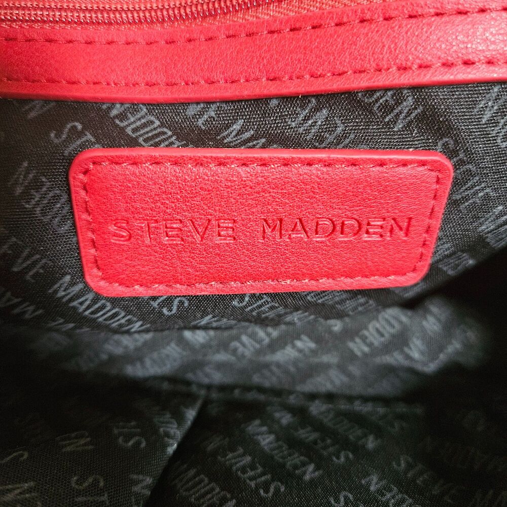 Steve Madden Logo Embossed Red Faux Leather Mini Backpack Y2K Style - Picture 6 of 7